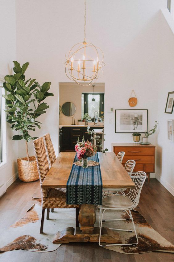 Gorgeous Modern Bohemian Dining Room Ideas, Boho Dining Room Set