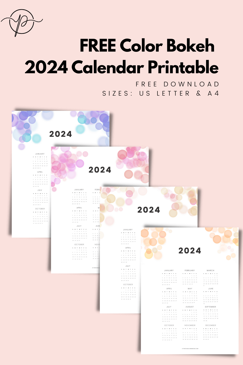 2024 Calendar Printable Free Annual Yearly Year At Glance3 