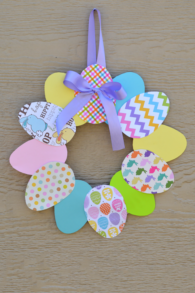 30+ Creative DIY Easter Crafts for Kids easy paper Easter wreath momooze.com online magazine for moms