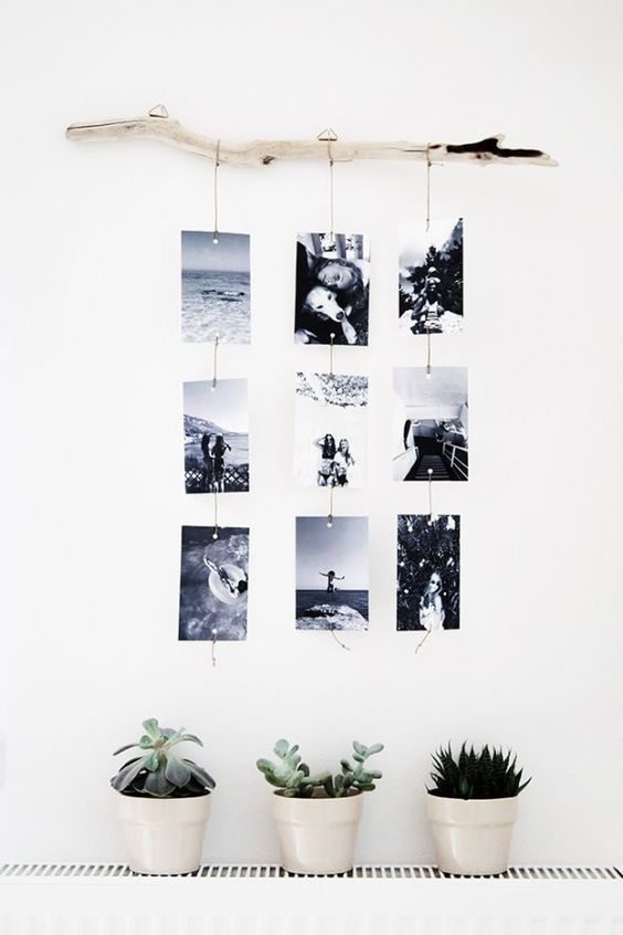 organize photos on a wall