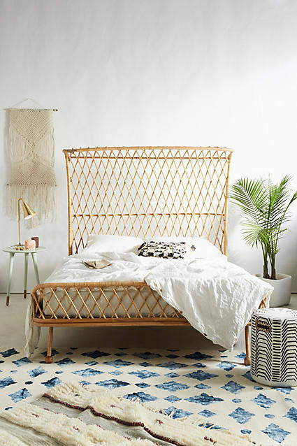 Anthropologie Curved Rattan Bed