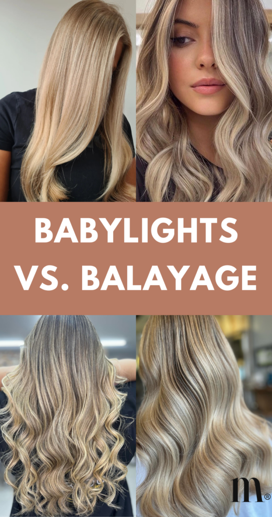 Pinterest image for an article about Babylights vs. Balayage