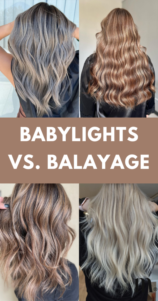 Pinterest image for an article about Babylights vs. Balayage