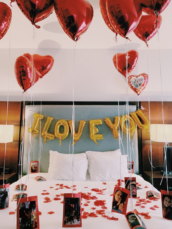 Valentines Day Decorations in Bedroom