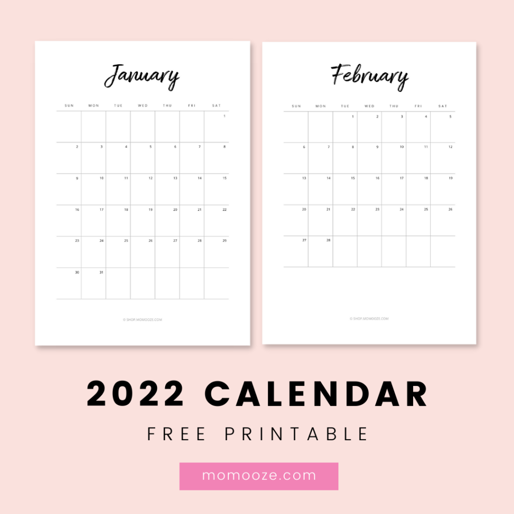2022 calendar printable free