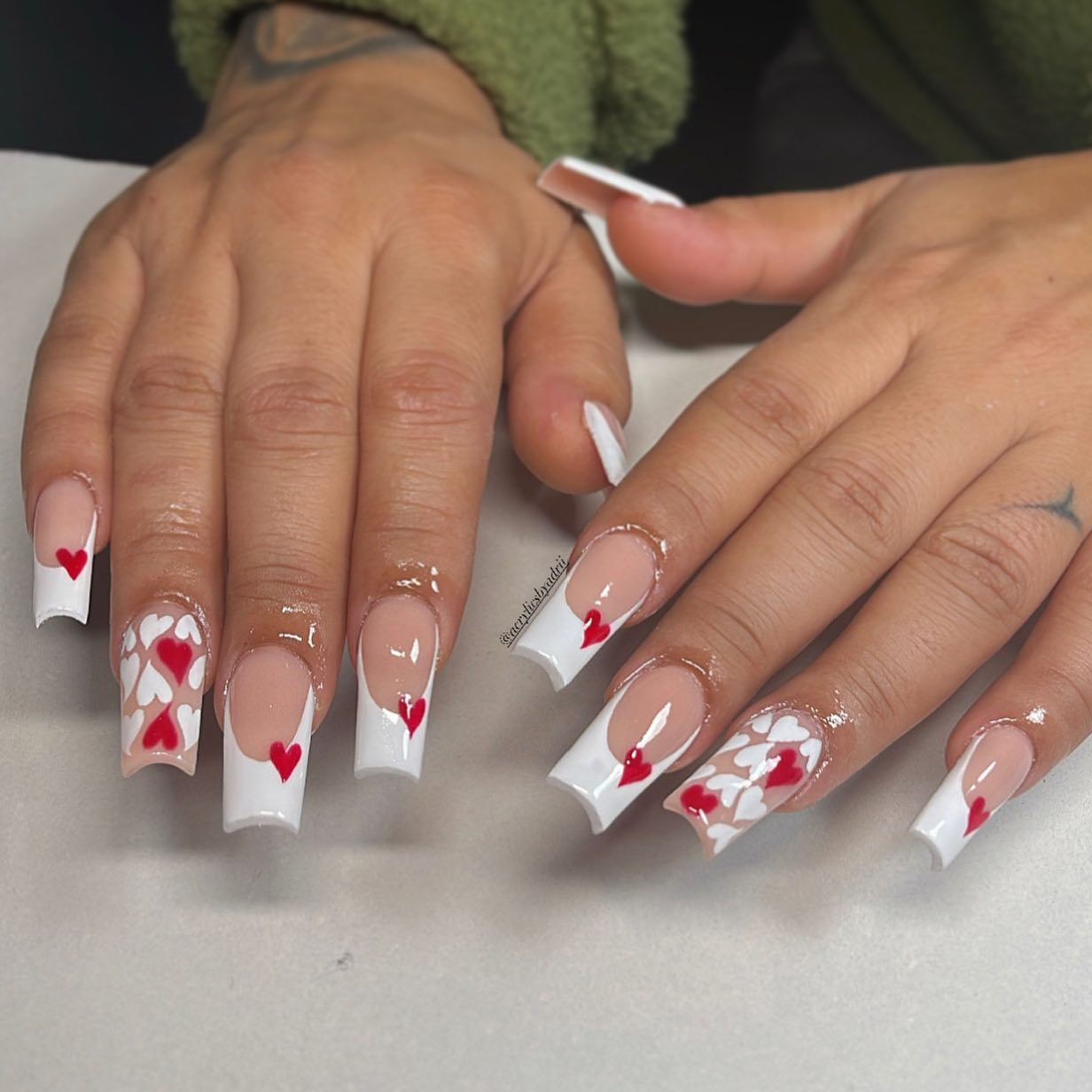 Heart Flame Press on Nails Red and White Press on Nails Coffin Press on  Nails - Etsy