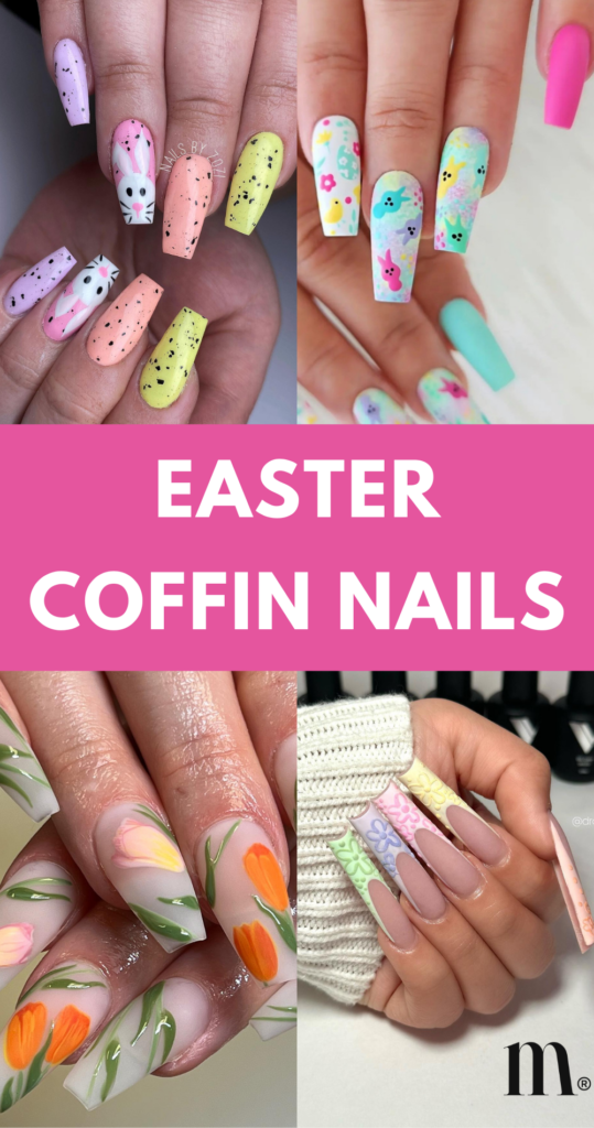 pinterest image for an article about easter coffin nails