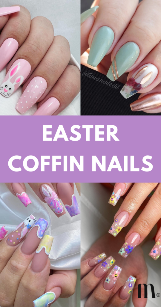 pinterest image for an article about easter coffin nails