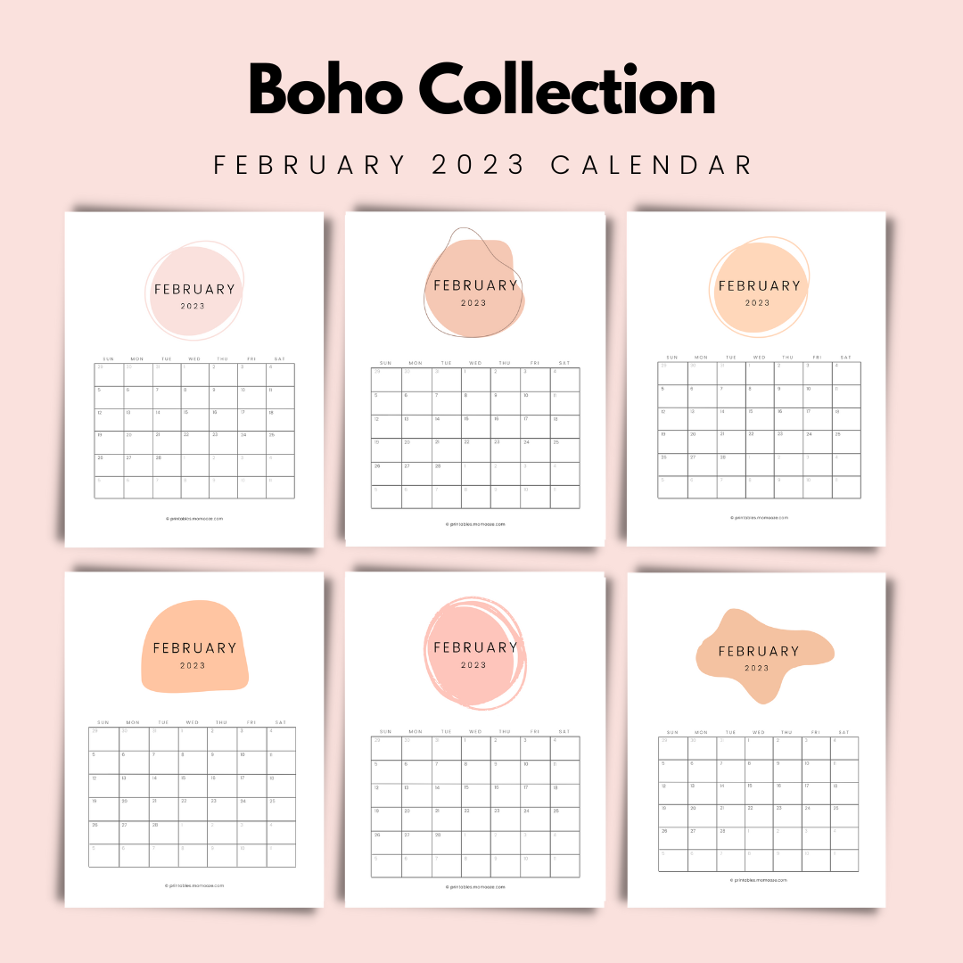 FREE February Calendar Printable 24 Cute Calendar Designs For February 