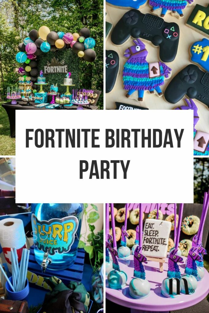 Pinterest image for an article about Fortnite Birthday Party