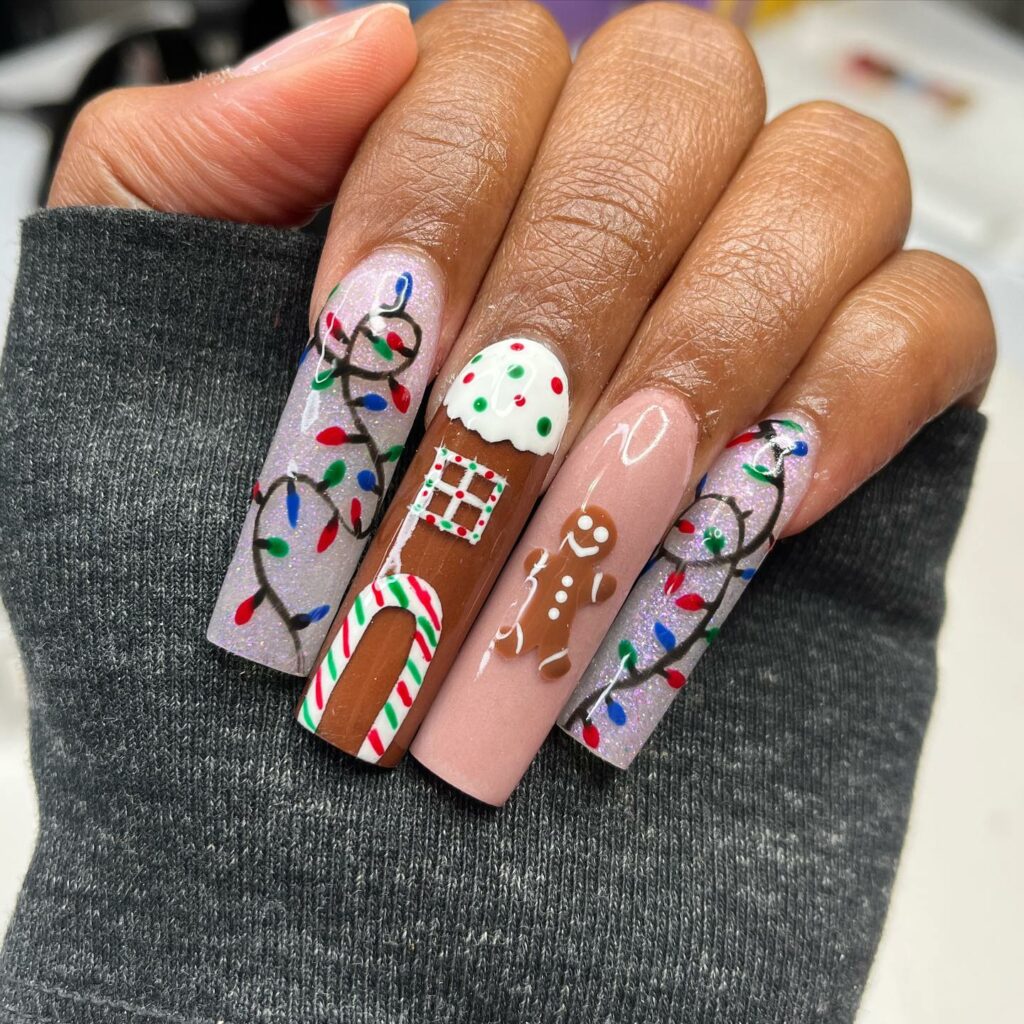 Gingerbread Christmas Nails