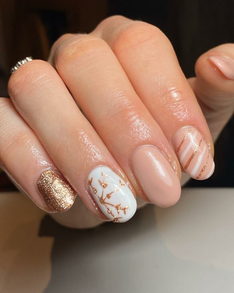 White Sparkly Christmas Nails