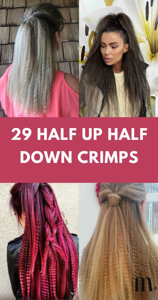 Pinterest image for an article about Half Up Half Down Crimps