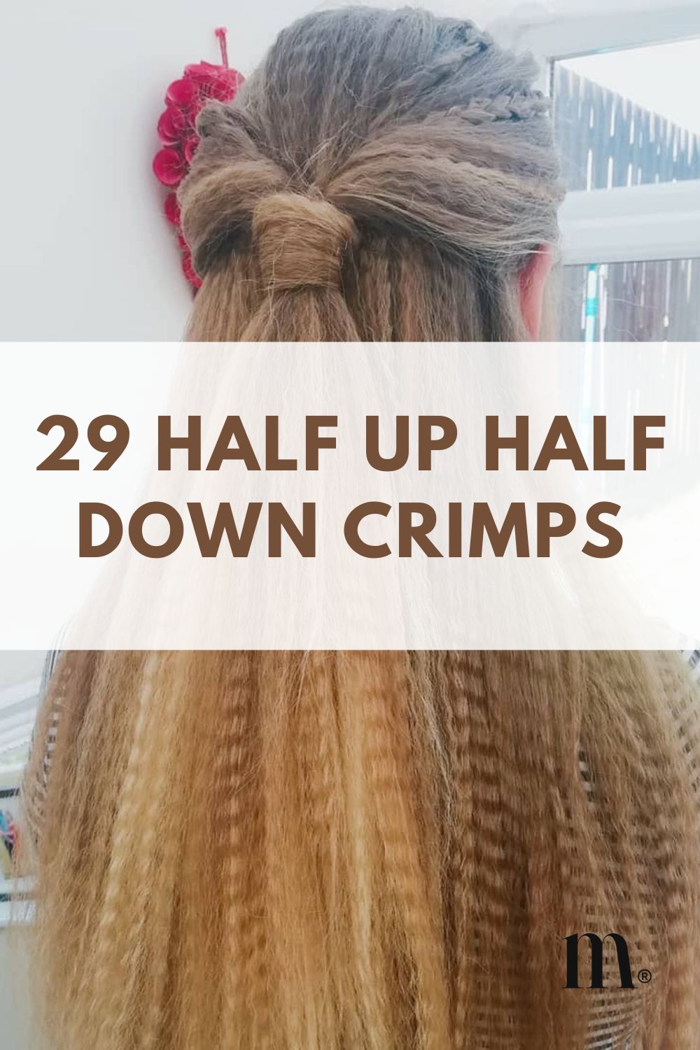 pinterest image for an article about Half Up Half Down Crimps