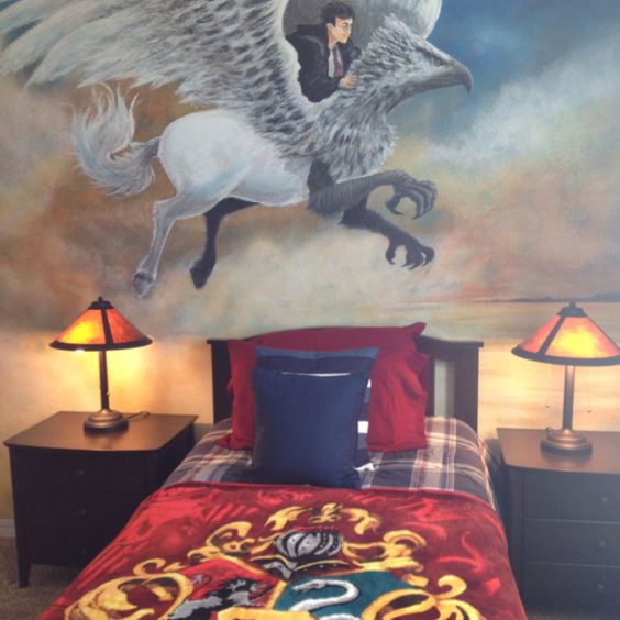 Harry Potter inspired kids bedroom wall mural momooze.com online magazine for moms