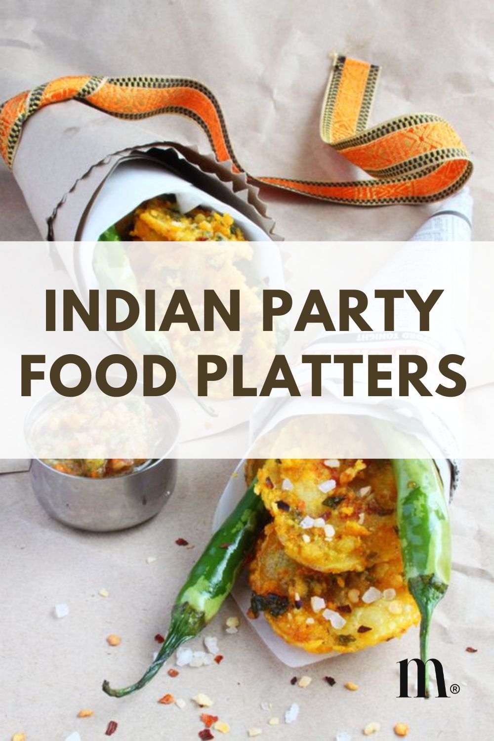 pinterest image for an article about Indian Party Food Platters