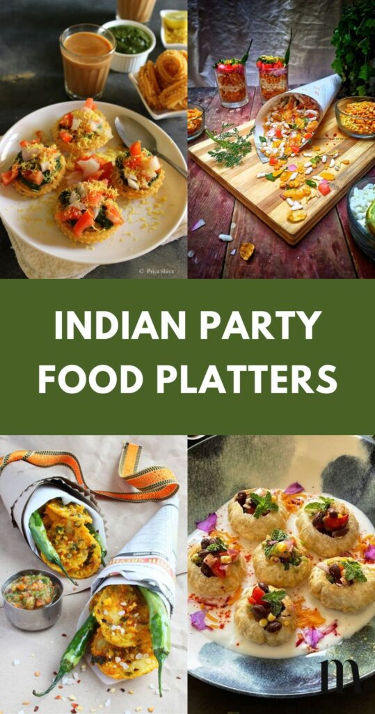 pinterest image for an article about Indian Party Food Platters
