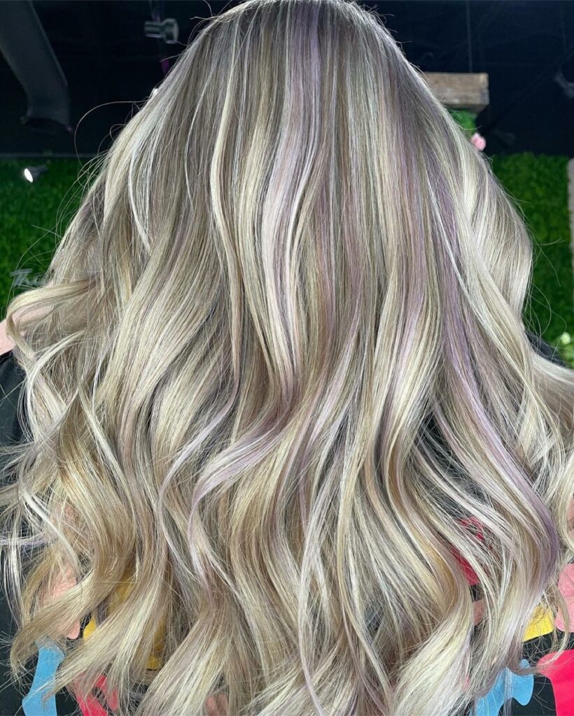 Lavender Balayage On Blonde Hair