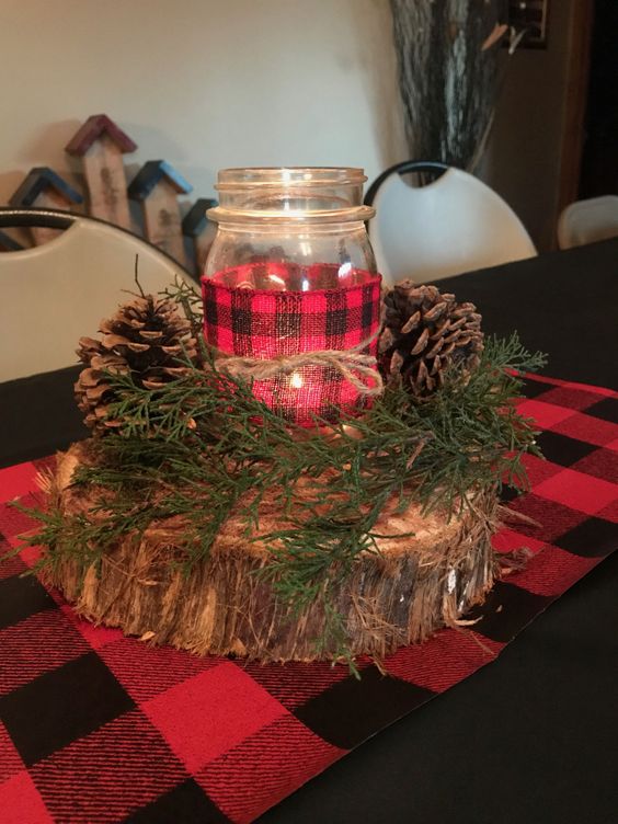 Lumberjack Baby Shower candle centerpiece