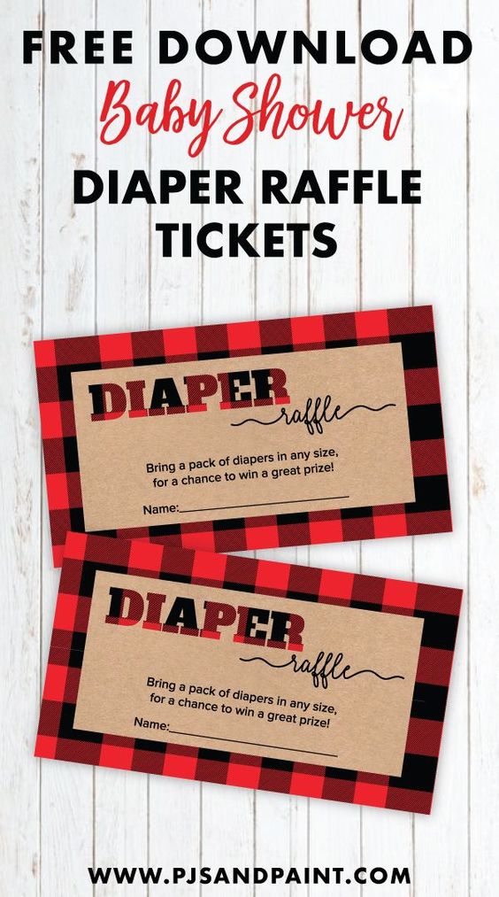 Lumberjack Baby Shower diaper raffle tickets