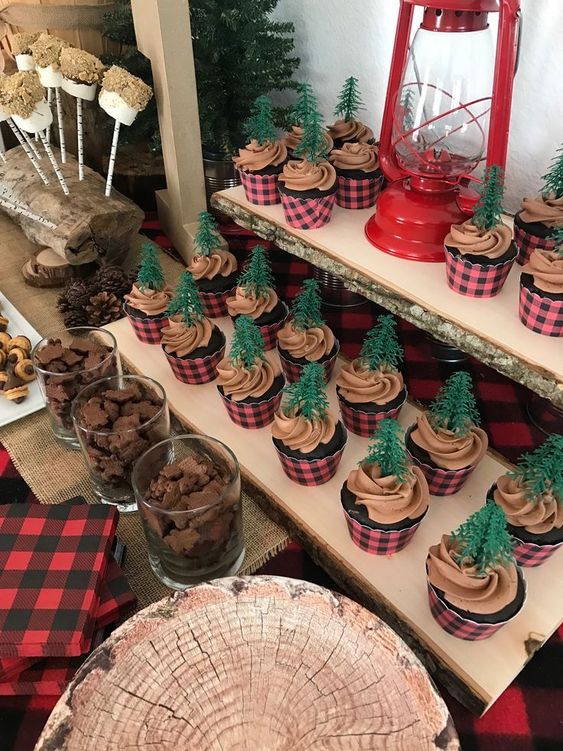 Lumberjack Baby Shower tree cupcakes