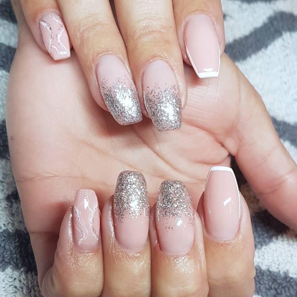 Nude And Silver Nails