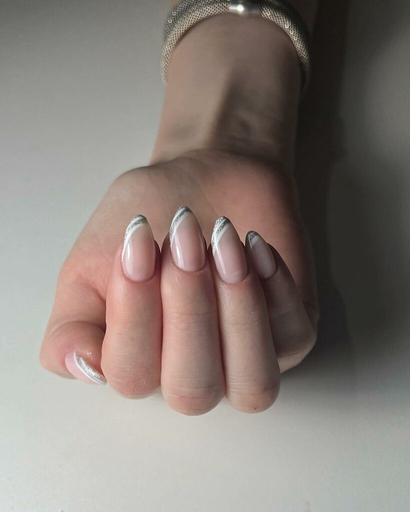 Nude And Silver Nails