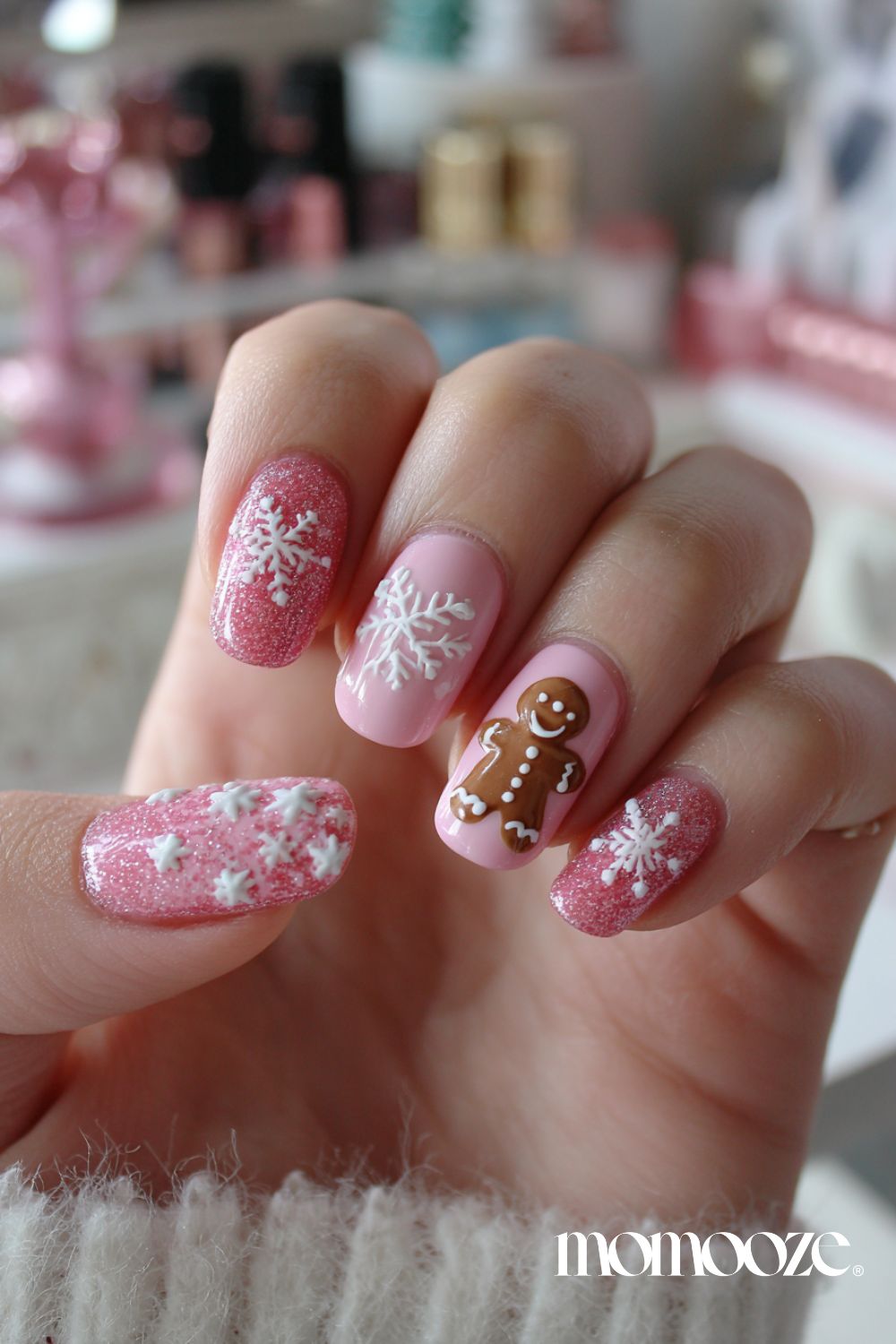 40 Easy Pink Christmas Nails That Will Instantly Upgrade Your Holiday Look 105 Pink Christmas Nails 7 1