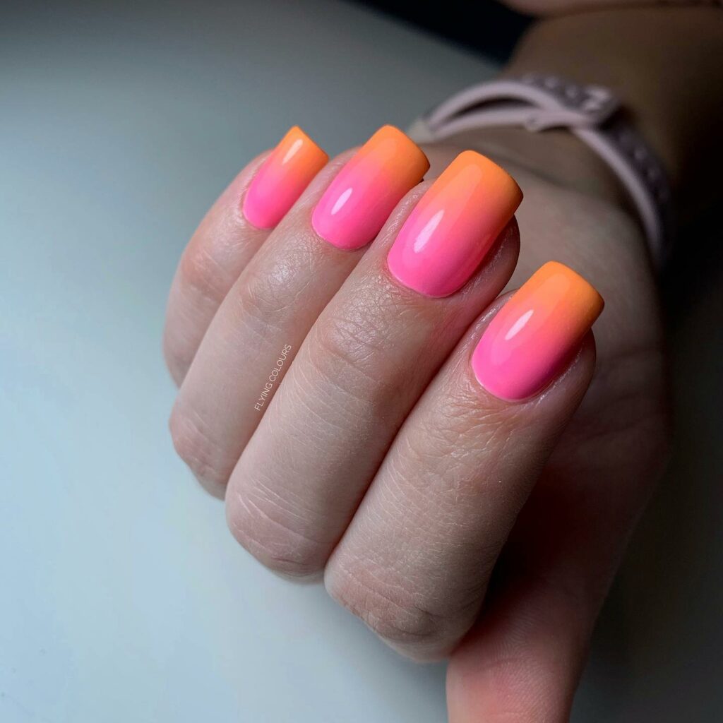 Pink Orange Ombre Nails