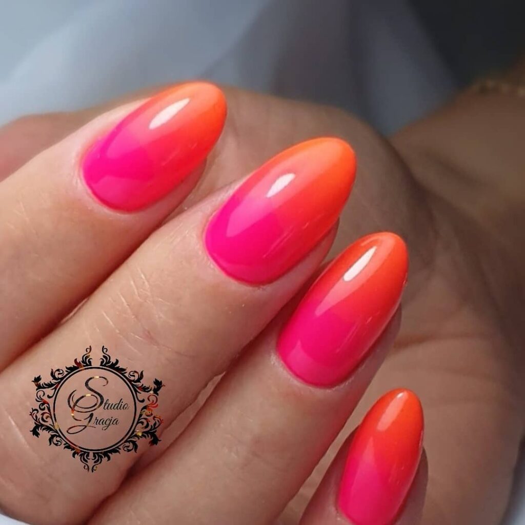 Pink Orange Ombre Nails