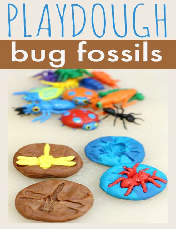Playdough Ideas for Kids bug fossils