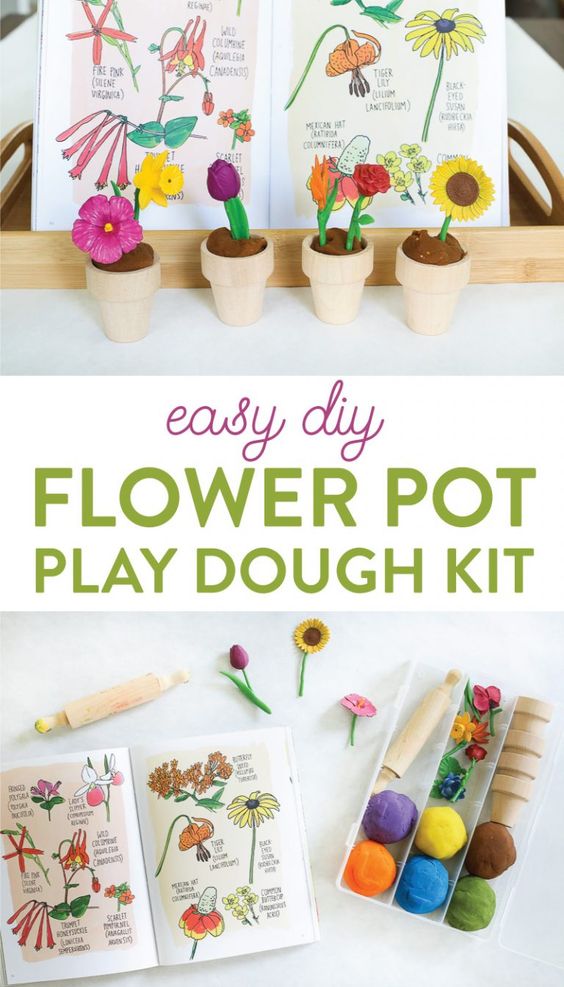Playdough Ideas for Kids flower pot
