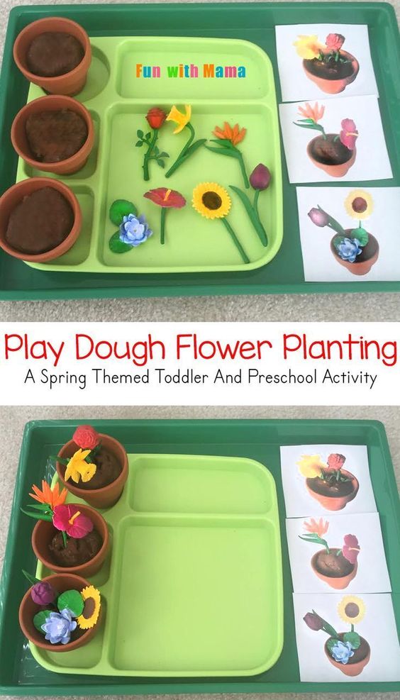Playdough Ideas for kids flower planting