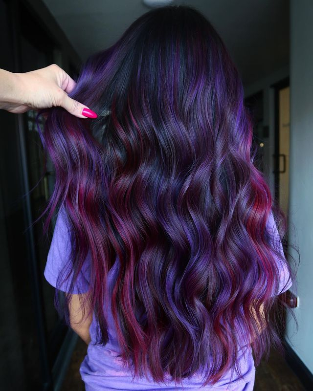 Purple Balayage On Brown Hair