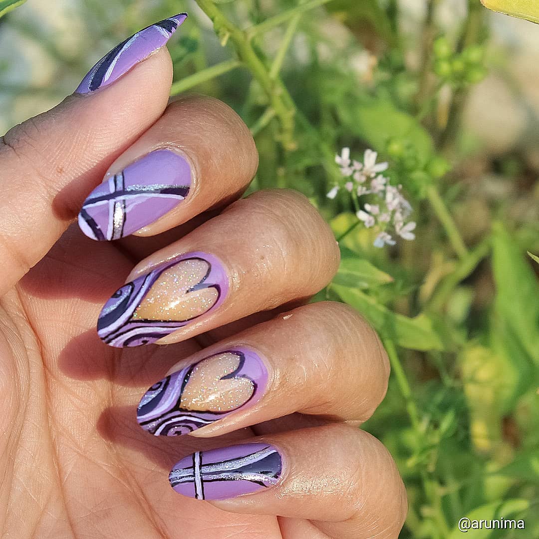 Purple Heart Nail Designs 14