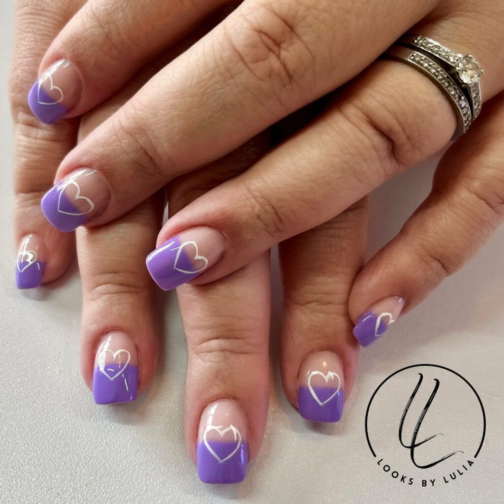 Purple Heart Nail Designs