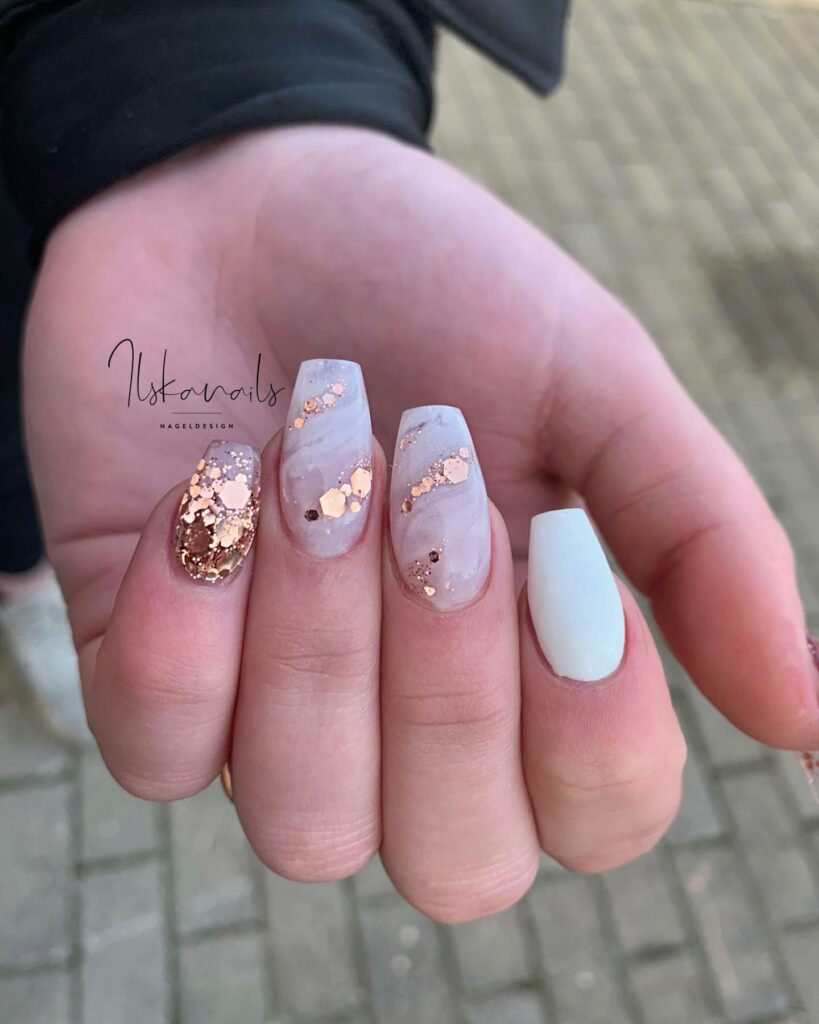 Rose Gold Coffin Nails