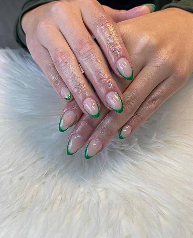 40+ Trendy Ways To Wear Green Nail Designs : Neon Green & Dark Green Tip  Nails