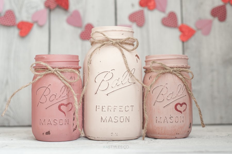 Top Valentine's Day DIY Ideas latex painted mason jars momooze.com online magazine for moms