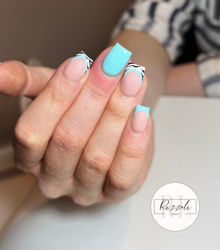 Turquoise French Tip Nails