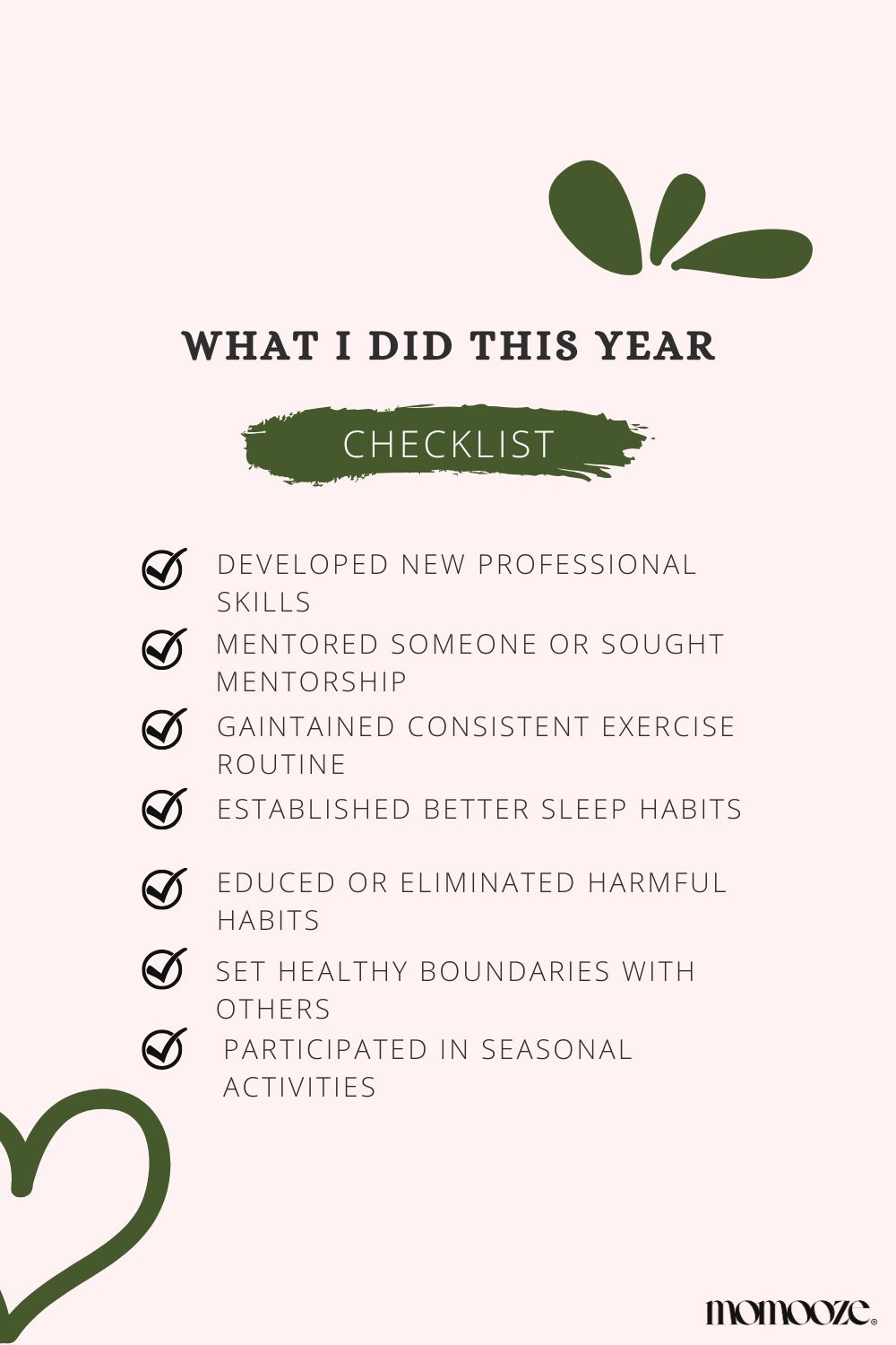 What I Did This Year Checklist 3