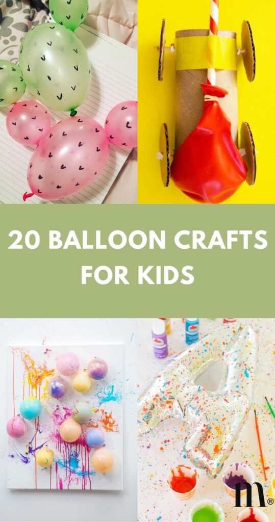 pinterest image for an article about balloon crafts for kids