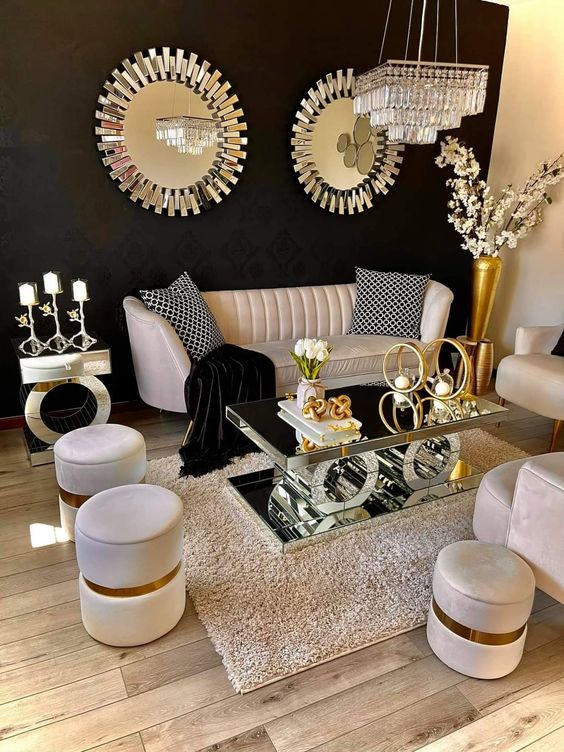 black and gold living room 1