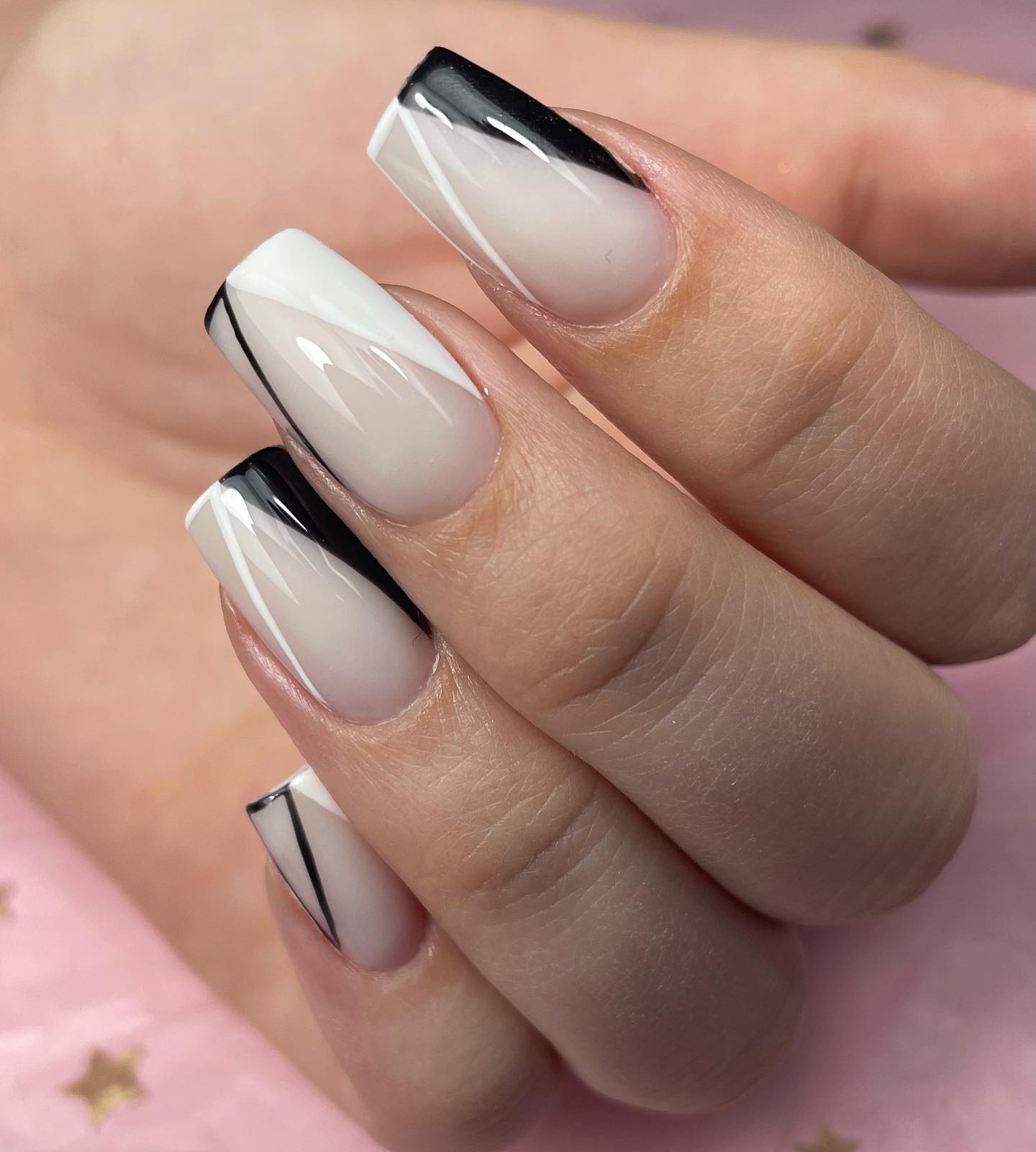 20pcs Black and White French Tip Press On Nails | Pastel nails | Gel nails  | eBay