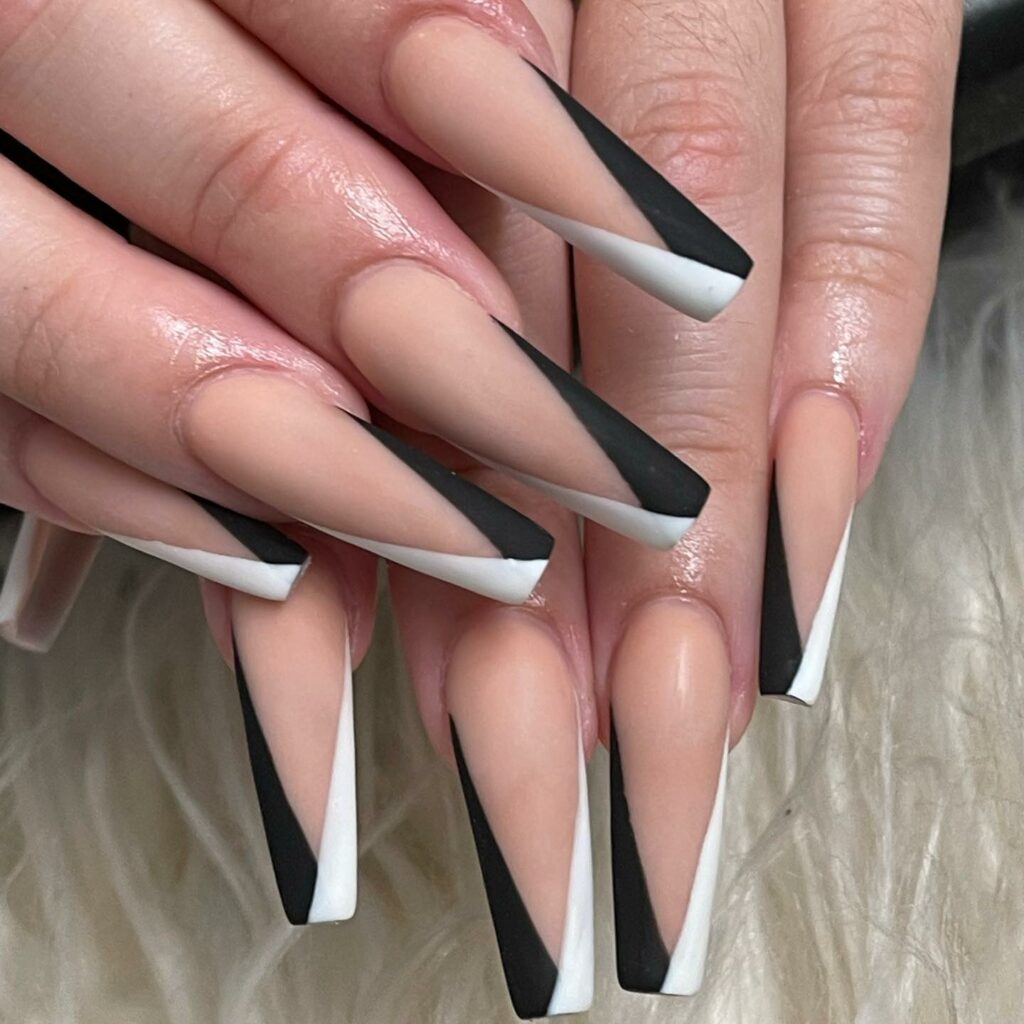 Black and White French Tip Nails