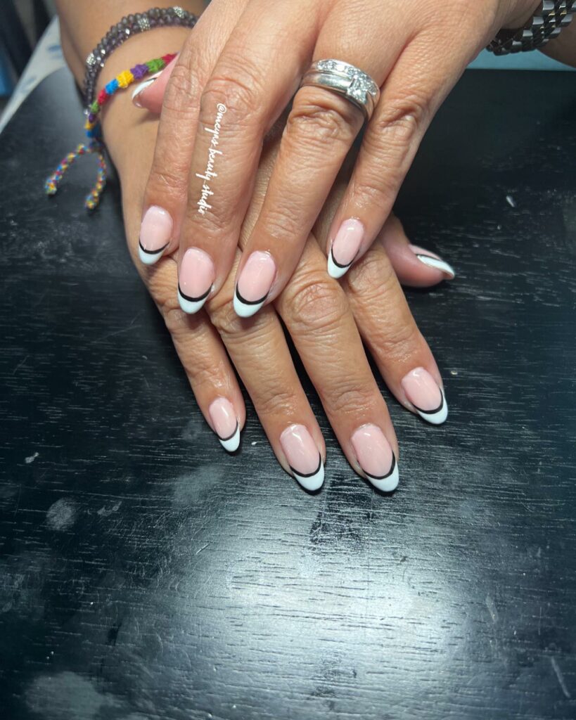 Black and White French Tip Nails