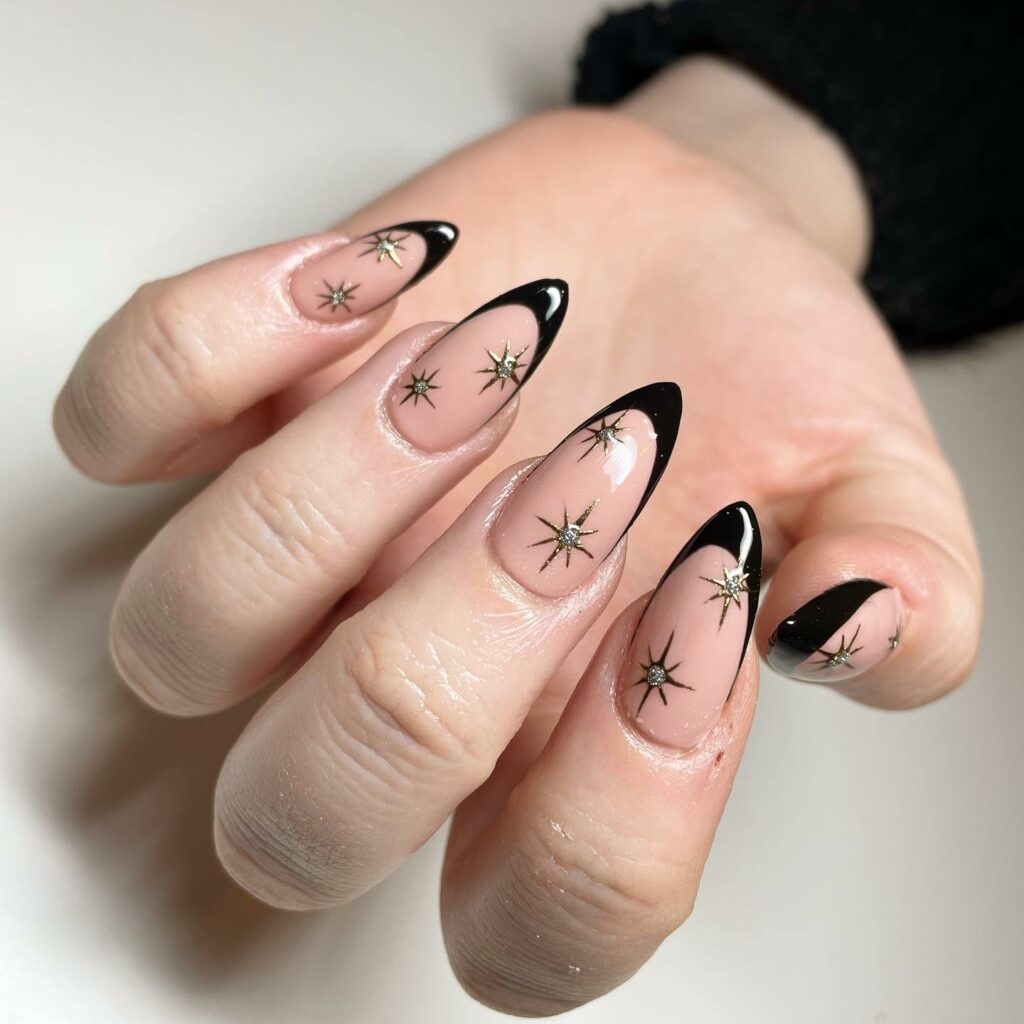black French tip nails