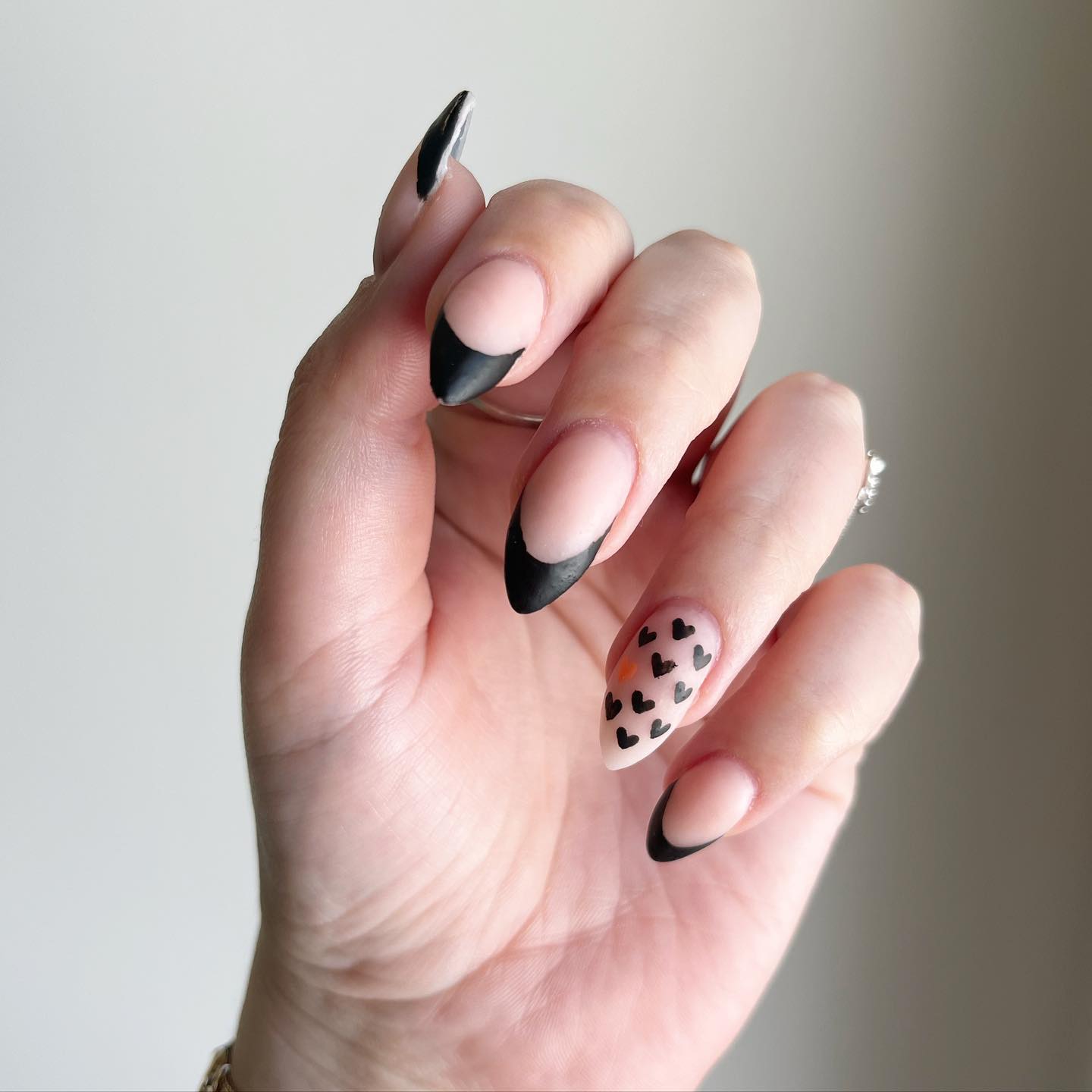 Black Heart French Tips – Nails By Anvita