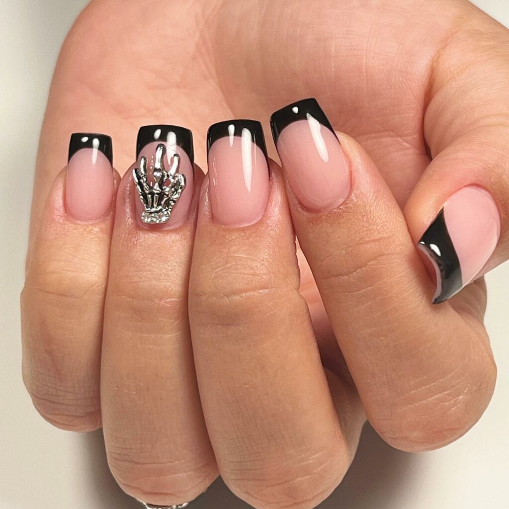 black French tip nails
