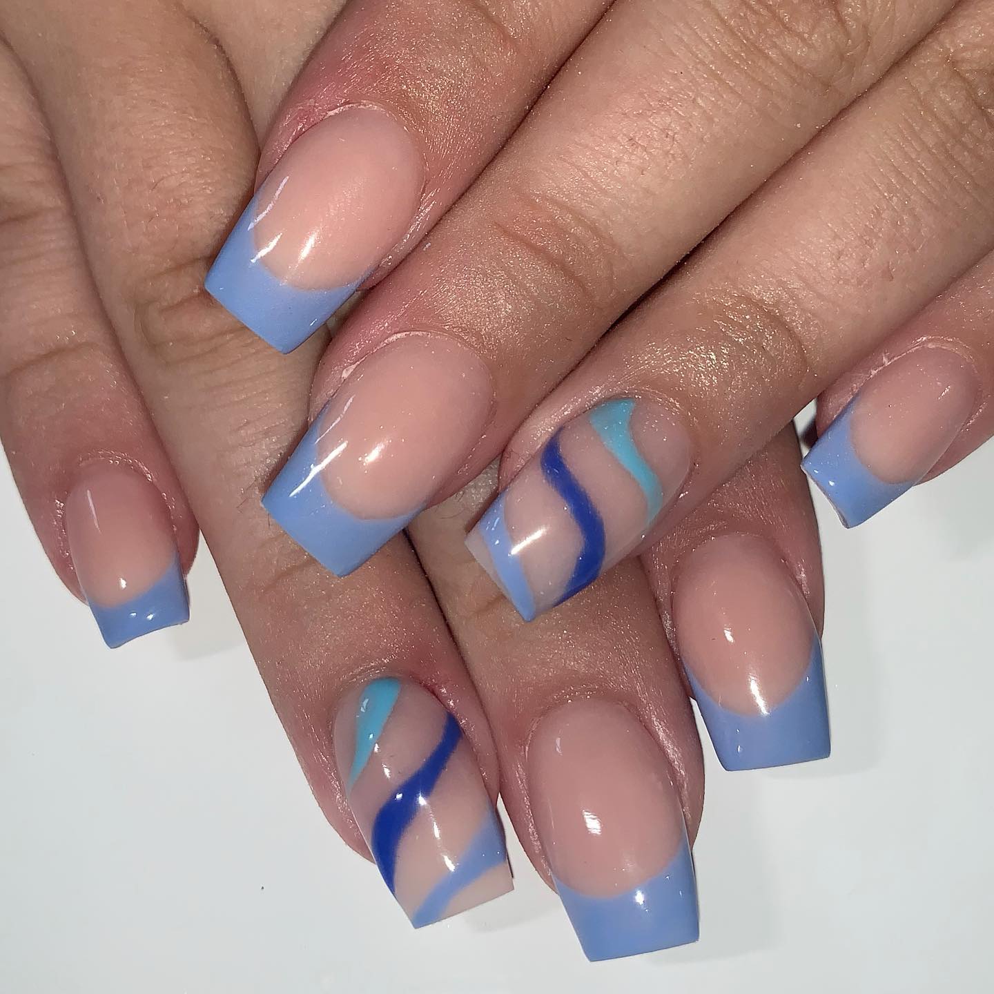 blue french tip nails